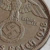 Сребърна монета 2 райхсмарки 1938г. Нацистка Германия Трети Райх с СХВАСТИКА за КОЛЕКЦИЯ 42069, снимка 4 - Нумизматика и бонистика - 43798736