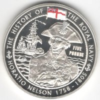 Guernsey-5 Pounds-2003-KM# 160a-Admiral Nelson-Silver Proof, снимка 1 - Нумизматика и бонистика - 37333260