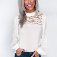 Дамска елегантна блуза с дълъг ръкав в бяло, снимка 2 - Блузи с дълъг ръкав и пуловери - 40526299