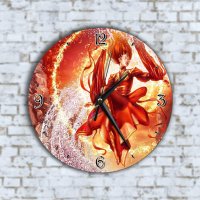 Стенен Часовник - Анимиран Огнена Жена Огън, снимка 1 - Стенни часовници - 43182166