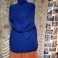 турскосиньо пуловер,мек и пухкав( М ), снимка 3 - Блузи с дълъг ръкав и пуловери - 44894196