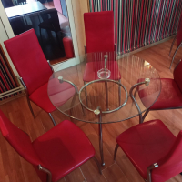 5 кожени стола + стъклена маса / комплект -цена 400 лв за комплект - налични 5 комплекта - столовете, снимка 4 - Столове - 36500237