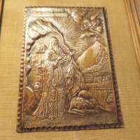 Старинна медна икона на Иван Рилски  върху платно и солидна дървена рамка - притежавайте тази икона , снимка 4 - Икони - 40691975