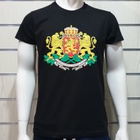 Нова мъжка черна тениска с релефен трансферен печат Герб на България , снимка 8 - Тениски - 28017520