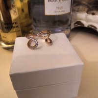 Пандора оригинален сребърен пръстен с  розова позлата 