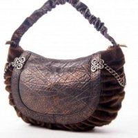 дамска чанта  размер  19/ 18 см естествена кожа и текстил , снимка 3 - Чанти - 28671842