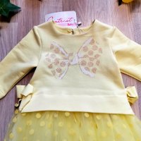 Бебе рокля Contrast в жълто, снимка 2 - Бебешки рокли - 28075995
