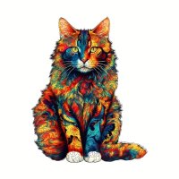 Дървен пъзел "Цветно коте", снимка 1 - Игри и пъзели - 43451134