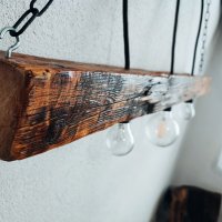 Дървен полилей тип Винтидж , снимка 7 - Лампи за таван - 43844829
