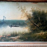 Маслена картина 19век, снимка 4 - Антикварни и старинни предмети - 37412986