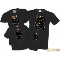 Коледни Тениски с Черни Котки, снимка 3 - Тениски - 35169159