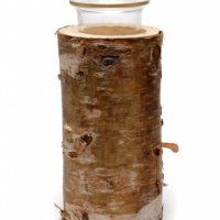 Декоративен свещник - изработен от парче естествен дървен елемент и стъклена чашка (сет от 6 бр), снимка 1 - Декорация за дома - 43657765