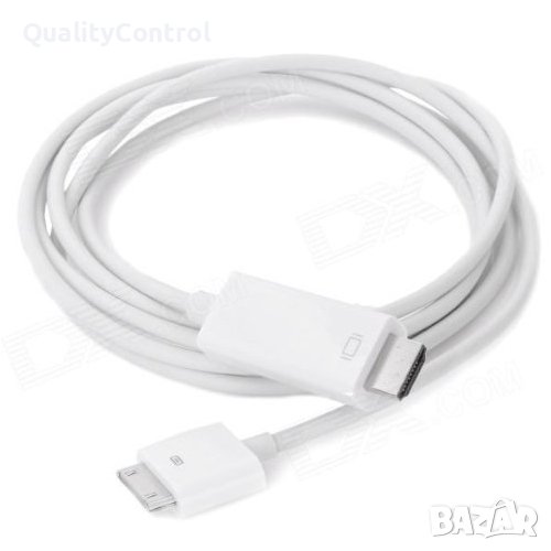 2 м. Преходник HDMI 1080P (мъжки) към 30Pin Dock (мъжки) за iPhone 4/4S, iPad 2/3, проектори и т.н., снимка 1