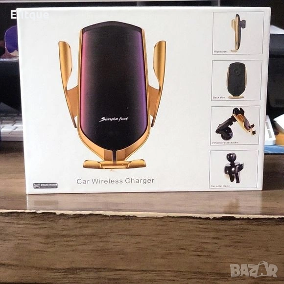 Поставка за телефон с вградено безжично зарядно за кола – Smart Sensor S6 ⚡, снимка 1