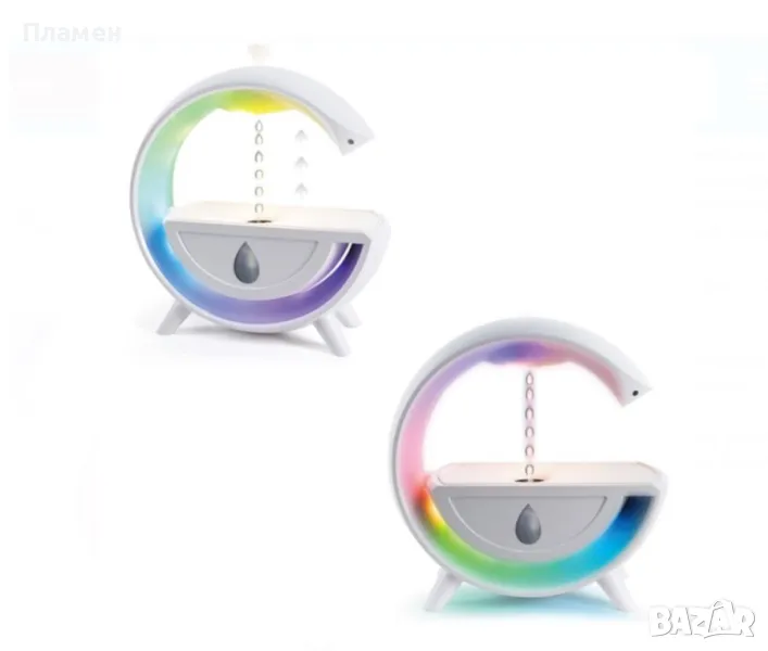 Led лампа с овлажнител дифузер с тонколона и Bluetooth 23х23х8 см.USB, снимка 1