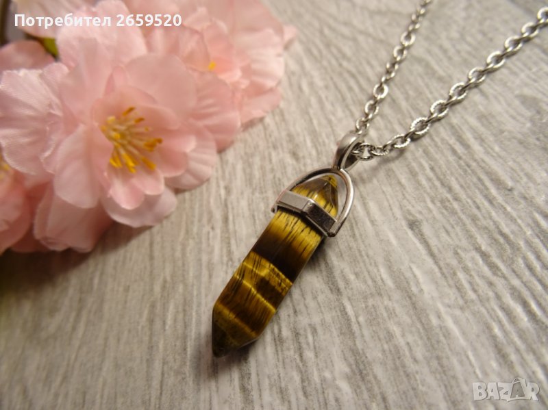 Дамско колие от естествен камък и стомана, снимка 1