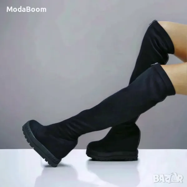 Ботуши на платформа - Велур, снимка 1