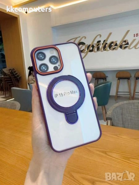 Калъф силикон MagStand Cover Прозрачен / Лилава рамка / за iPhone 17 Pro Max 6.9 Баркод : 3132549, снимка 1