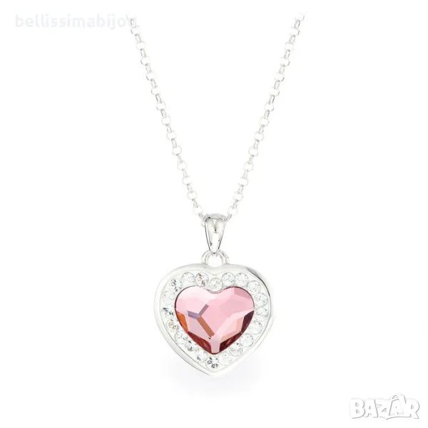 Дамско Сребърно Колие със Сърце Сваровски/Swarovski, снимка 1