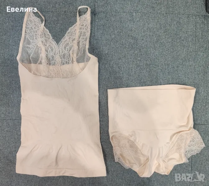 Комплект стягащо бельо, бежово, ново размер S (36-38), снимка 1