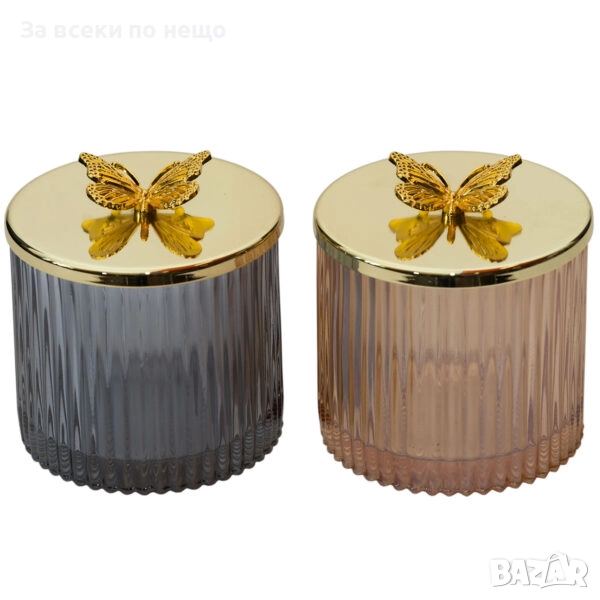 Буркан за свещи с капак-пеперуда, 2 цвята Код P1436, снимка 1