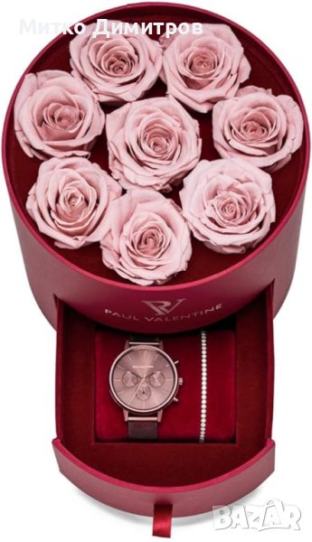 Дамски оригинален часовник PaulValentine с гривна и подаръчна кутия с рози Guess Liu Jo Calvin Klein, снимка 1