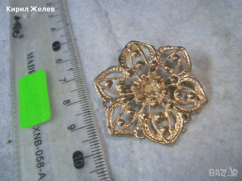 ПОСРЕБРЕНА ФЛОРАЛНА ВИНТИДЖ АЖУРНА РЕТРО - АРТ БРОШКА ЦВЕТЕ 26411, снимка 1