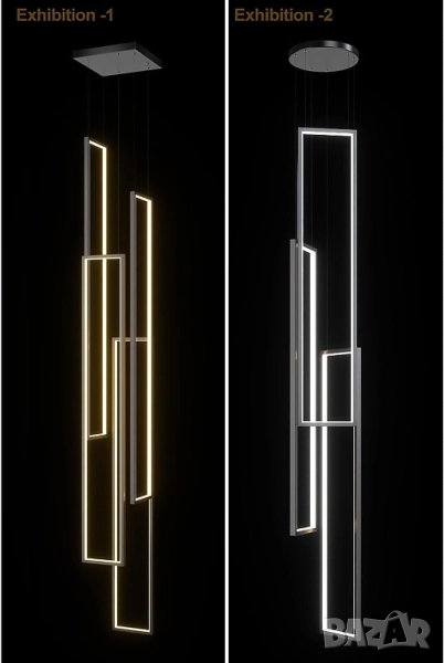 Модерна Лед LED полилей правоъгълна висяща лампа за хол, стълби 212 199 лв., снимка 1