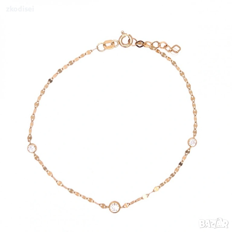 Златна дамска гривна 0,90гр. 19,5см. 14кр. проба:585 модел:36321-3, снимка 1