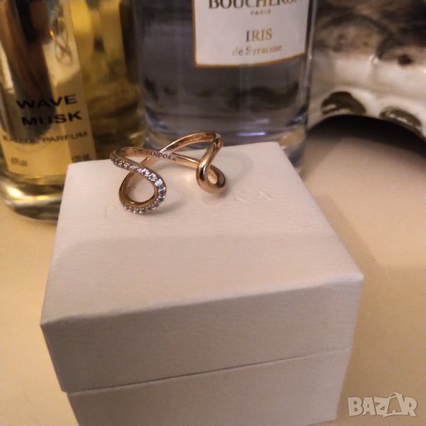 Пандора оригинален сребърен пръстен с  розова позлата , снимка 1