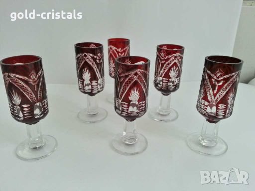 кристални чаши цветен червен кристал, снимка 1