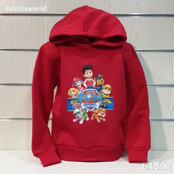 Нов детски суичър с дигитален печат на Paw Patrol (Пес патрул) в червен цвят, снимка 1