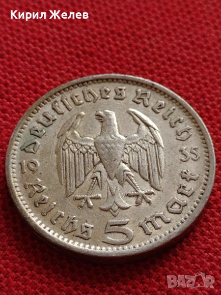 СРЕБЪРНА МОНЕТА 5 райхсмарки 1935г. Германия Трети Райх PAUL von HINDENBURG 29687, снимка 1