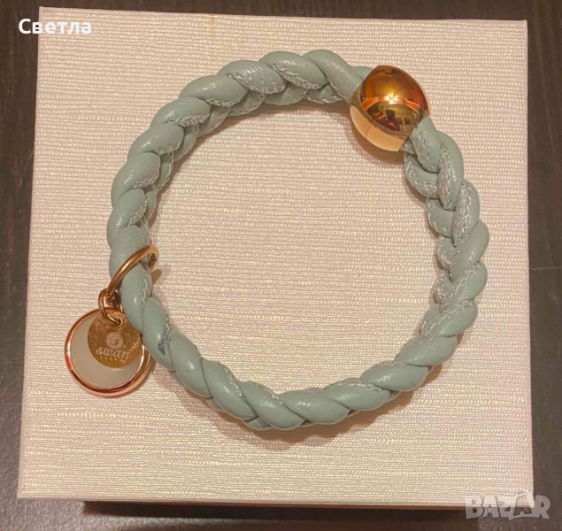 Елегантна Нова Гривна Swan Pearls SW008BE,20см,Au покритие, Естествена, кожа,85лв Перфектен подарък, снимка 1