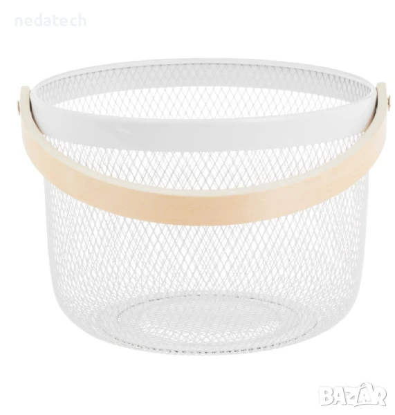 Метална кръгла кошница, Бял, Ø25x17.5см., снимка 1