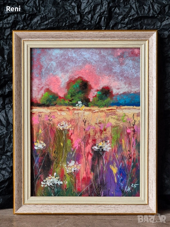 Залез, картина оригинал, пастел, снимка 1