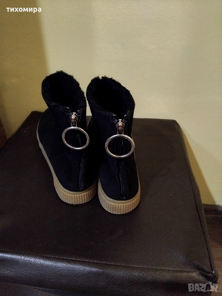 Боти от велур на H&M с калчукова подметка и вата, снимка 1
