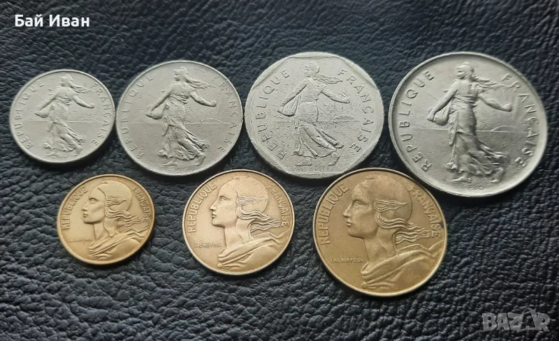Лот монети 5 , 10  и 20 сантима, 1/2 , 1 , 2 и 5 франка - Франция /1/- чудесни- топ цена !, снимка 1