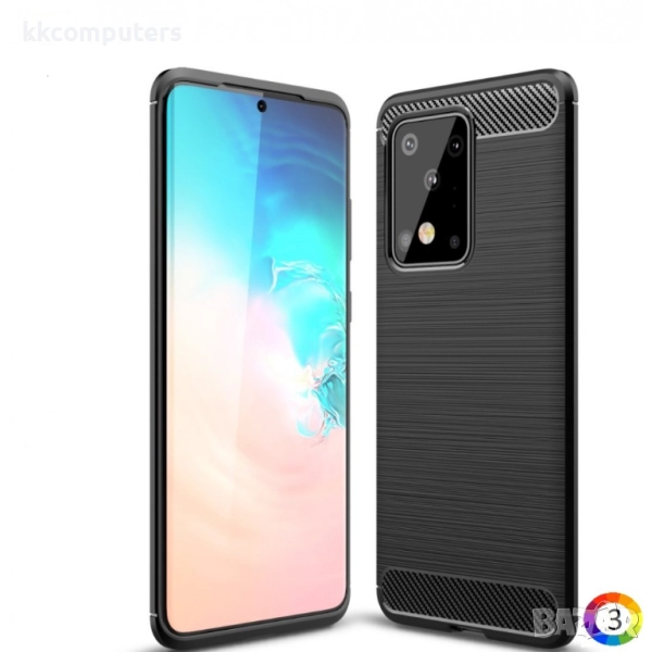 Samsung Galaxy S20 Ultra Удароустойчив Carbon Fiber Калъф и Протектор, снимка 1