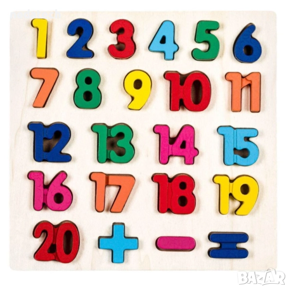 Пъзел Дървени числа, 23 части, 28x27,5 см, снимка 1