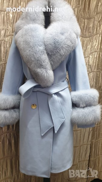 Дамско луксозно палто кашмир вълна и лисица код 284, снимка 1