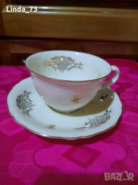 Чашка+чинийка за чай-кост.порцелан-"Bavaria"-маркирани. Внос от Германия., снимка 1
