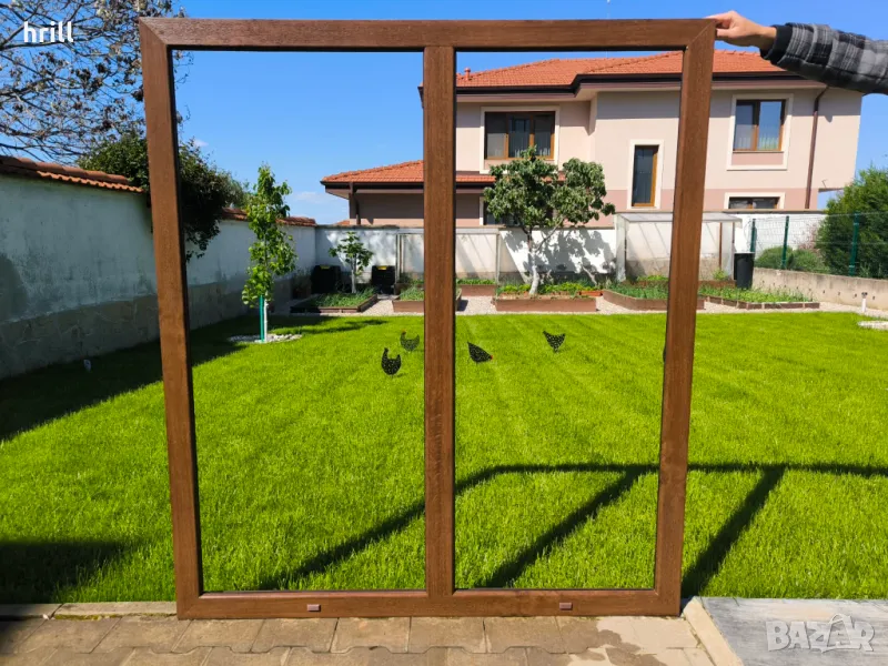 ПВЦ дограма орех с термопанели, като нова, снимка 1