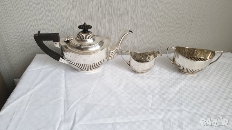Английски сребърен сервиз за чай от 3 части -Бирмингам 1840г, снимка 1