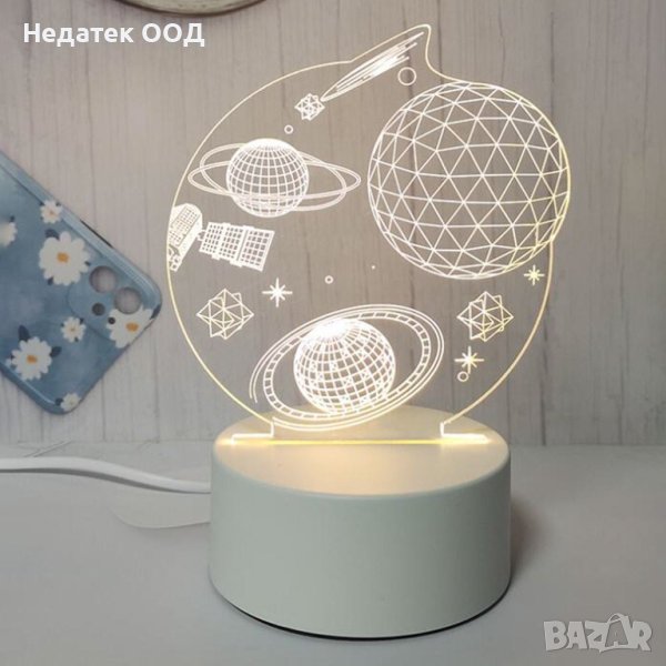 Нощна лампа, 3D ефект , космос, с USB, снимка 1