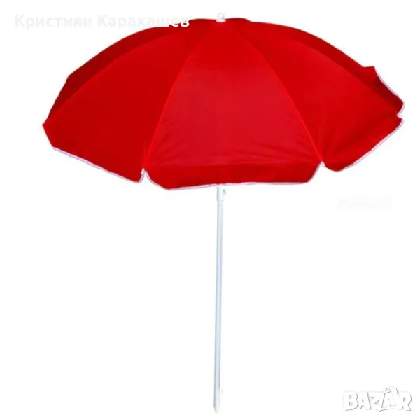 Градински чадър, осмоъгълен, чупещ, червен, 240 см, снимка 1