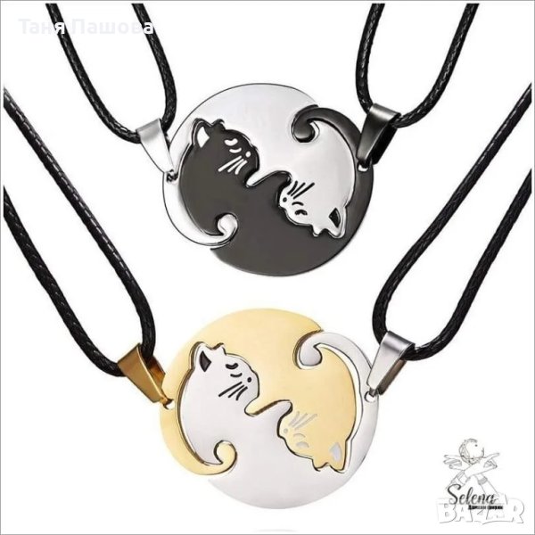 Двойно колие с висулки "Котки", снимка 1