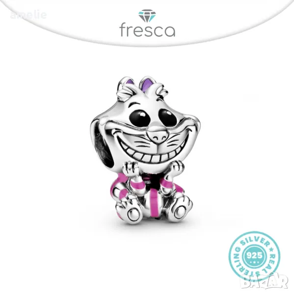 НОВО!Талисман Fresca по модел тип Пандора Чеширският Котарак S925 Pandora Disney Alice in Wonderland, снимка 1