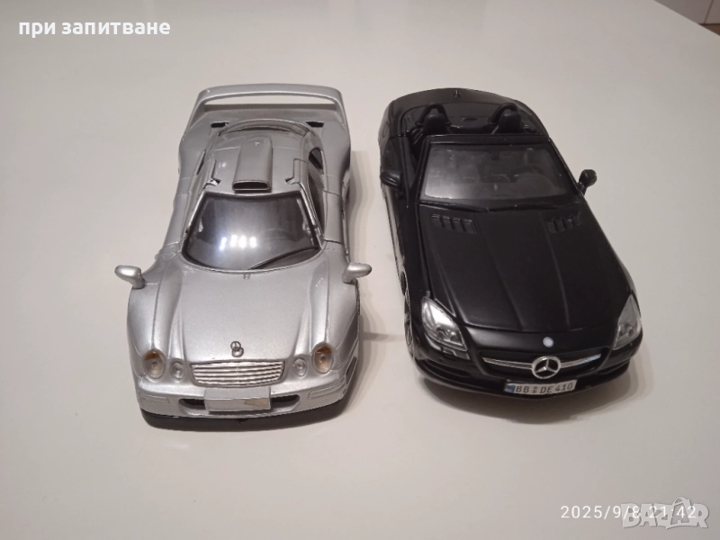 Mercedes CLK GTR 1:26 и Mercedes SLK 1:24, Maisto, Lamborgini Sesto Elemento, Motormax 1:24 , снимка 1