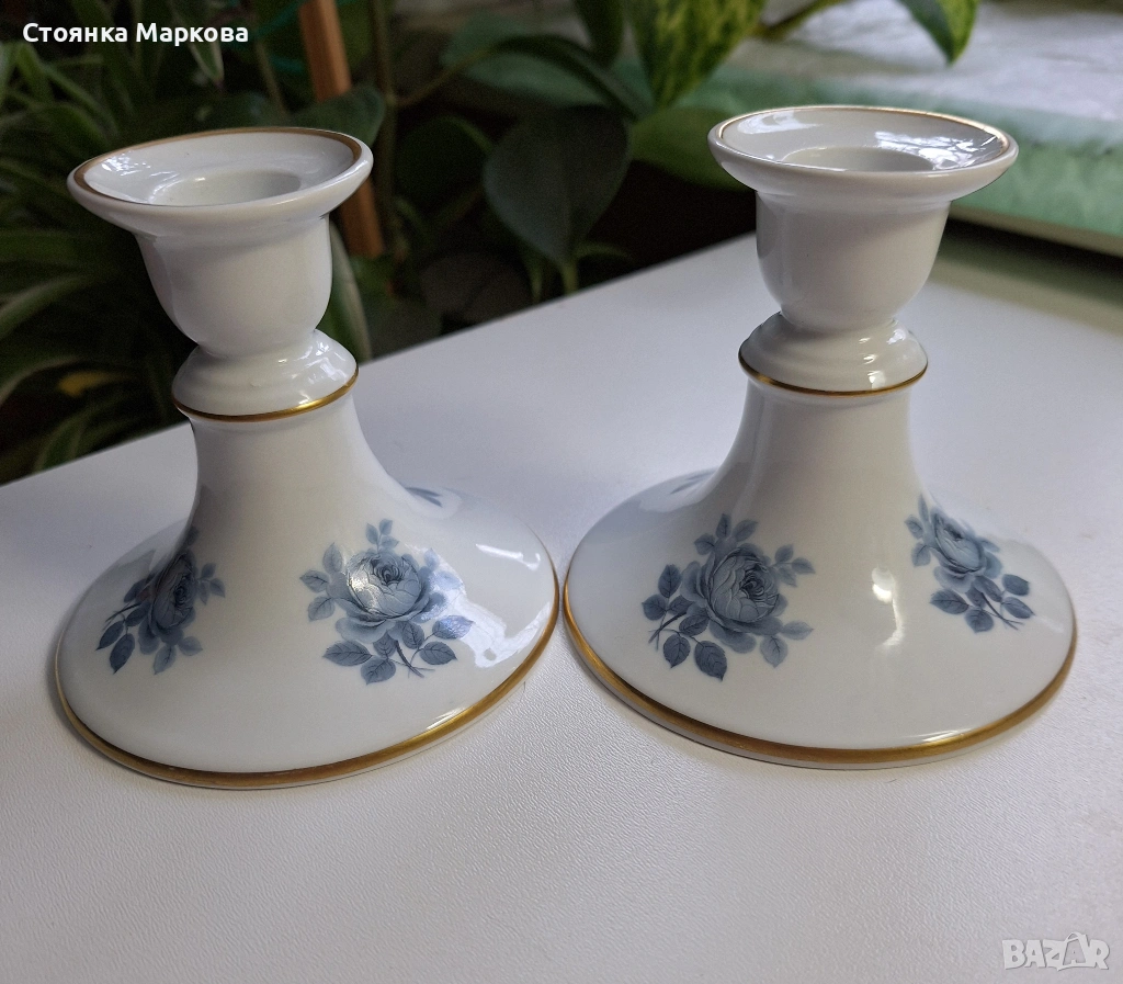 Два порцеланови свещника със забележка-Швеция, снимка 1
